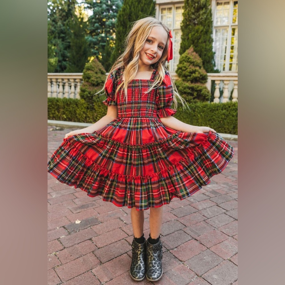 Ivy City Co. Mini Madeline Dress in Holiday Plaid Girls 9/10 Christmas